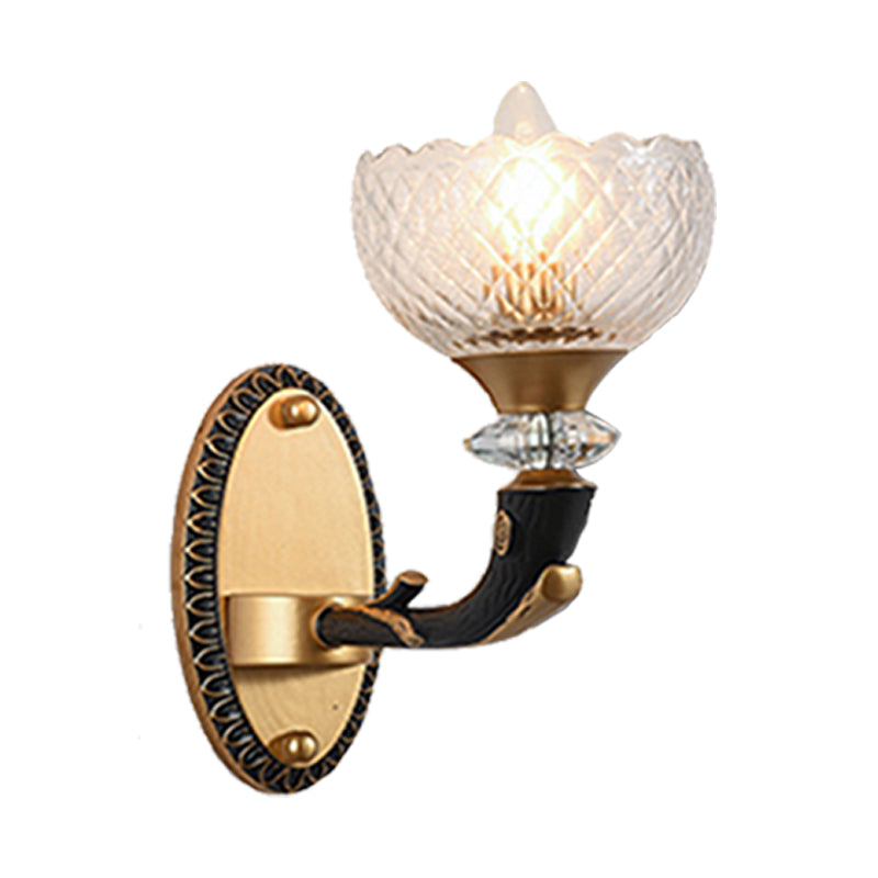 Skørter | Clear Prism Glass Bowls Wall Light Retro Style 1/2 Bulbs Living Room Corner Wall Mounted Lamp in Black and Gold