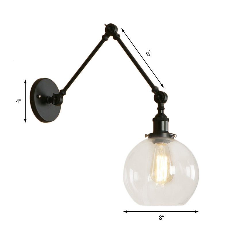 Skørter | A wall lamp with a glass ball cover Industrial bedroom wall lamp lighting accessory in black/antique brass/rust