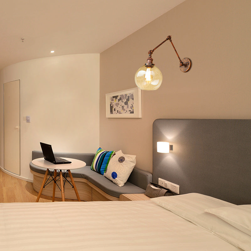 Skørter | A wall lamp with a glass ball cover Industrial bedroom wall lamp lighting accessory in black/antique brass/rust