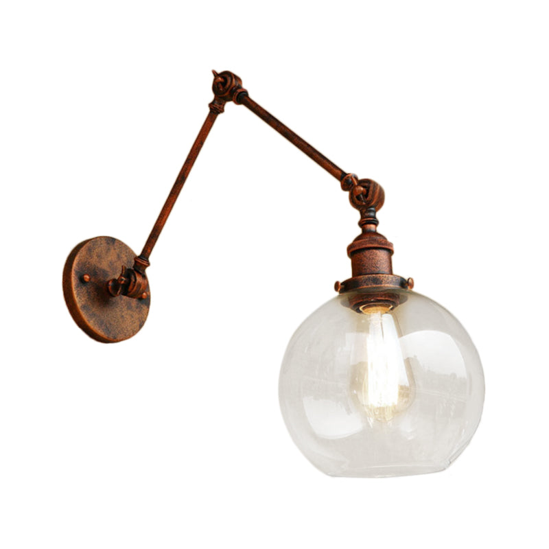 Skørter | A wall lamp with a glass ball cover Industrial bedroom wall lamp lighting accessory in black/antique brass/rust