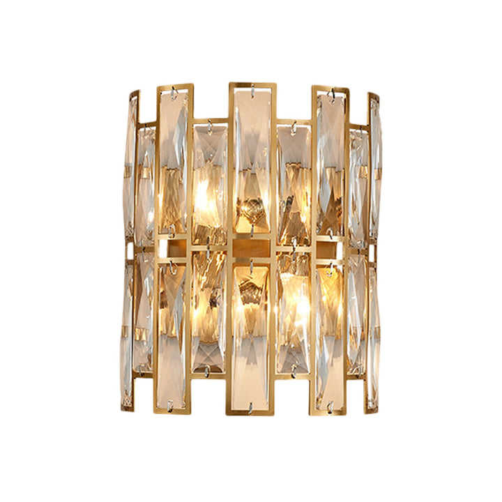 Lisslune | Cylinder surface wall sconce Modern crystal rectangle 11"/17" wide 2/4 lights gold wall-mounted lighting