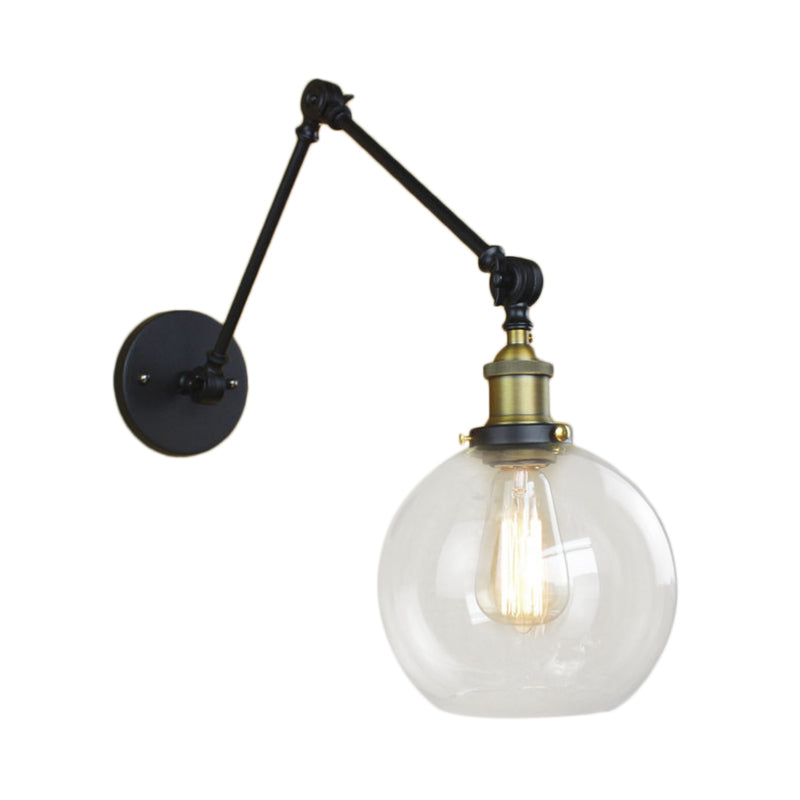 Skørter | A wall lamp with a glass ball cover Industrial bedroom wall lamp lighting accessory in black/antique brass/rust