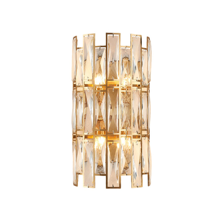 Lisslune | Cylinder surface wall sconce Modern crystal rectangle 11"/17" wide 2/4 lights gold wall-mounted lighting