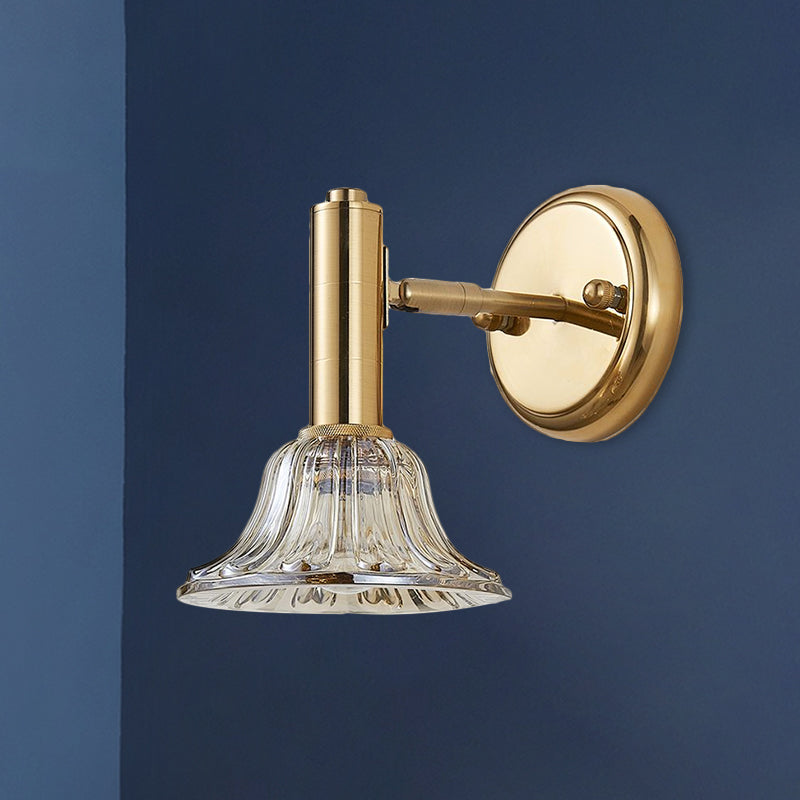 Lisslune | Swiveling Wall Mounted Lighting Contemporary Clear Crystal Glass 1-Light Gold Wall Lamp for Bedside