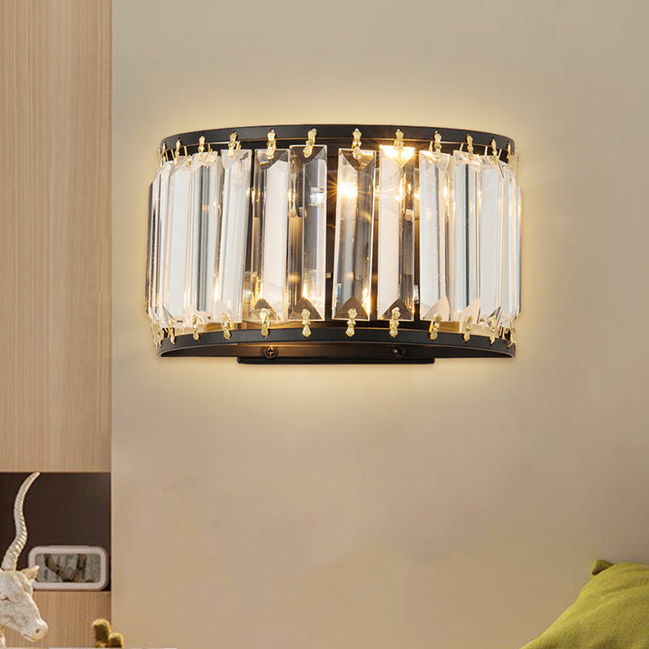 Lisslune | Demilune Crystal Wall Light Wall Lamp Post-Modern 2 Bulbs Living Room Wall Mounted Lamp in Black/Gold