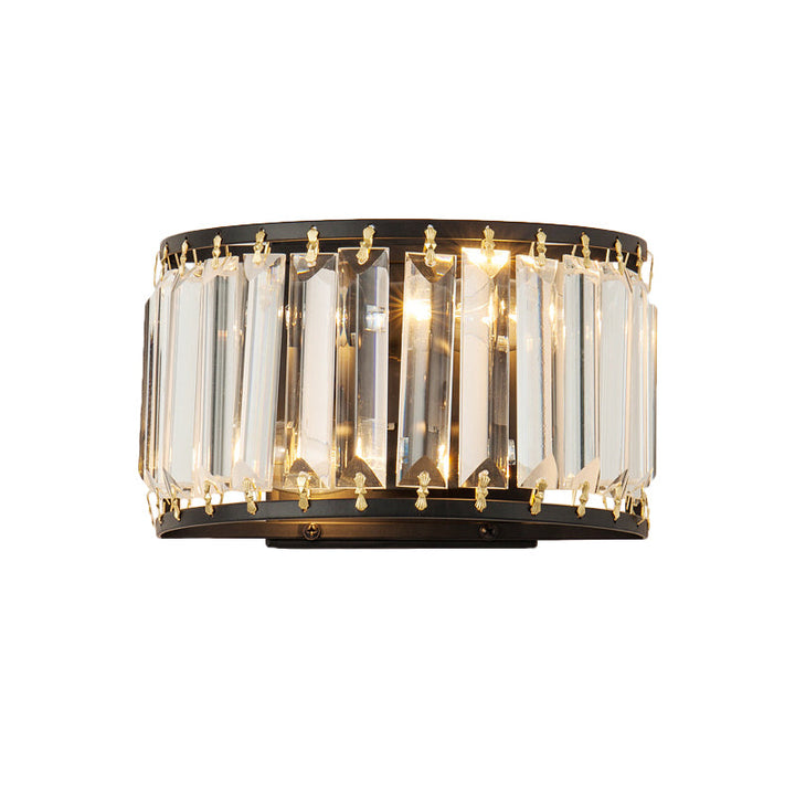 Lisslune | Demilune Crystal Wall Light Wall Lamp Post-Modern 2 Bulbs Living Room Wall Mounted Lamp in Black/Gold