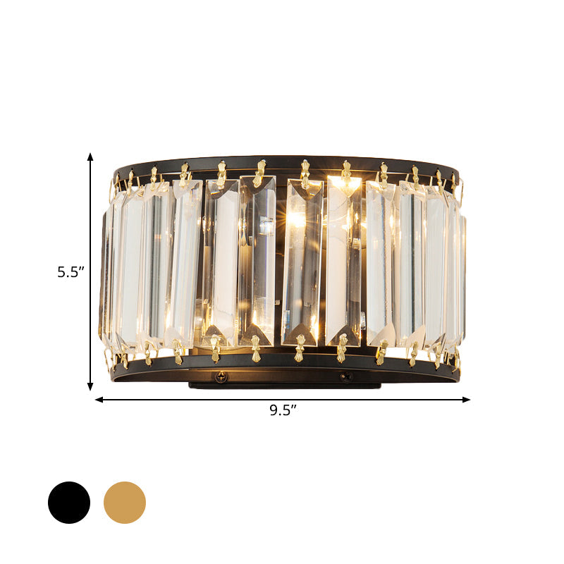 Lisslune | Demilune Crystal Wall Light Wall Lamp Post-Modern 2 Bulbs Living Room Wall Mounted Lamp in Black/Gold