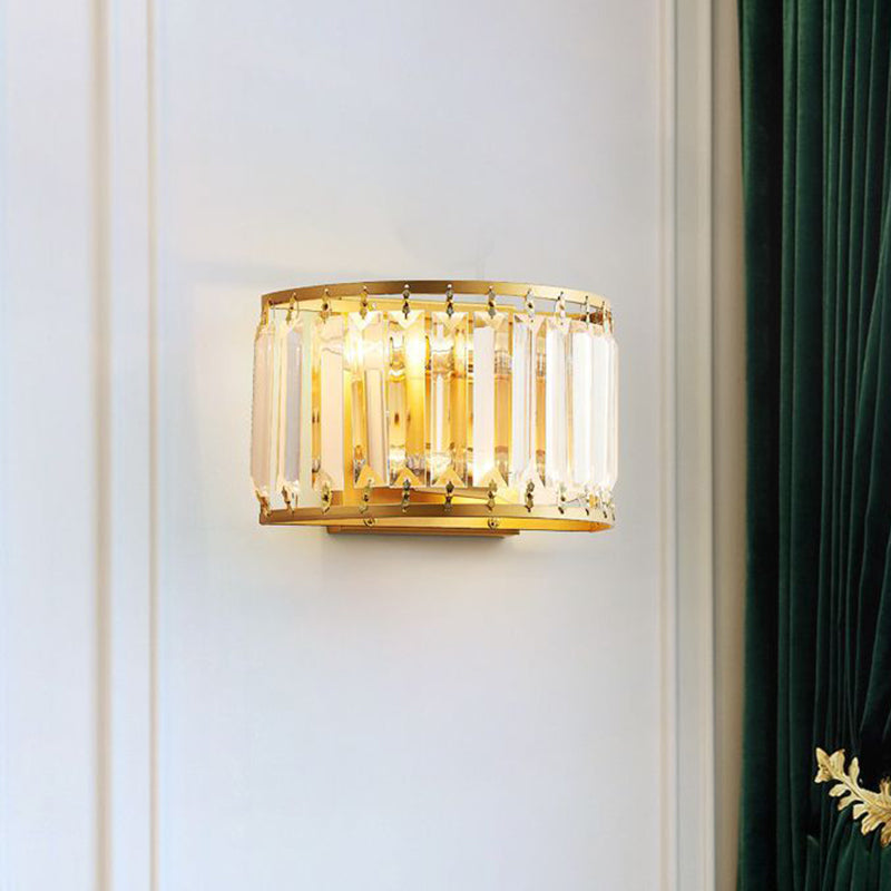 Lisslune | Demilune Crystal Wall Light Wall Lamp Post-Modern 2 Bulbs Living Room Wall Mounted Lamp in Black/Gold