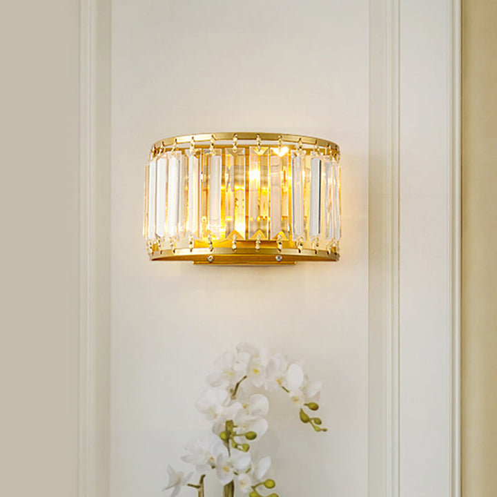 Lisslune | Demilune Crystal Wall Light Wall Lamp Post-Modern 2 Bulbs Living Room Wall Mounted Lamp in Black/Gold
