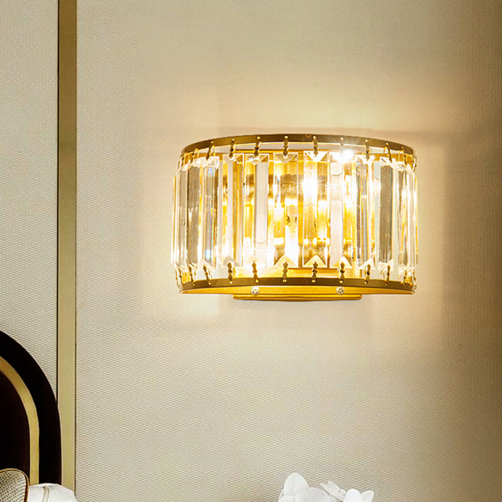 Lisslune | Demilune Crystal Wall Light Wall Lamp Post-Modern 2 Bulbs Living Room Wall Mounted Lamp in Black/Gold