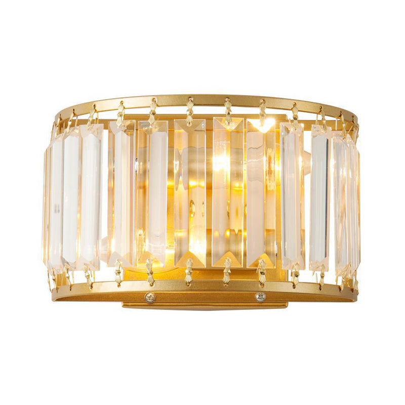 Lisslune | Demilune Crystal Wall Light Wall Lamp Post-Modern 2 Bulbs Living Room Wall Mounted Lamp in Black/Gold