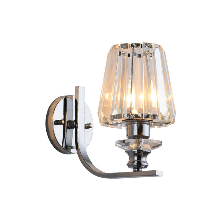 Lisslune | 1 Light Bulb Wall Mount Lamp Modern Living Room Wall Light with Cone/Cylinder Crystal Shade in Chrome
