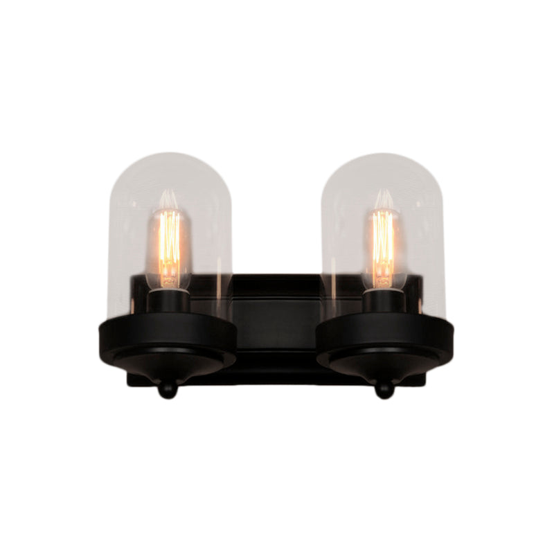 Lisslune | Capsule Wall Mounted Lighting 1/2 Light Bulb Industrial Black Clear Glass Lighting for Portico