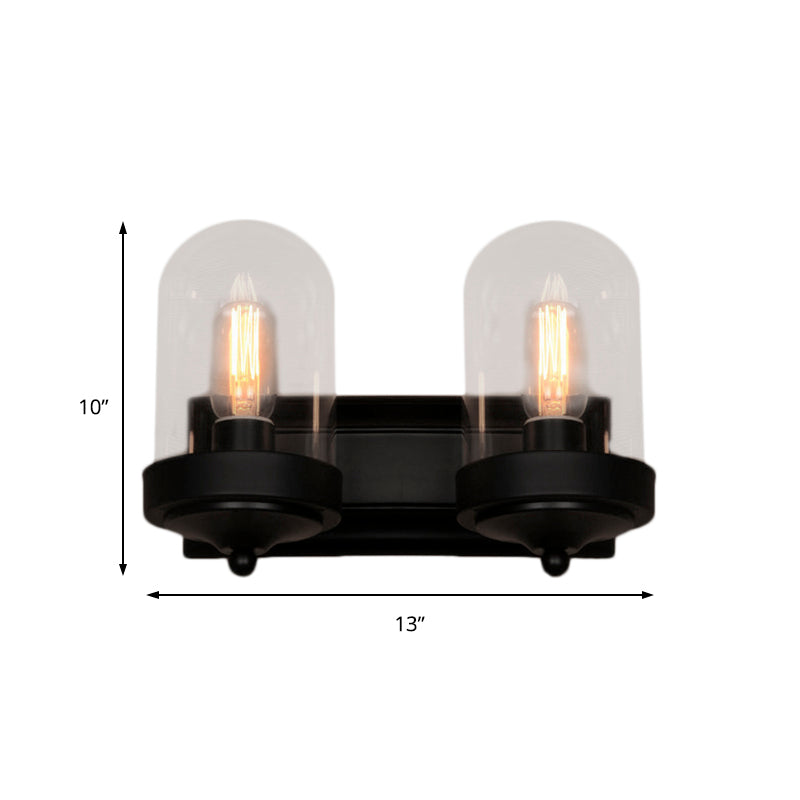 Lisslune | Capsule Wall Mounted Lighting 1/2 Light Bulb Industrial Black Clear Glass Lighting for Portico