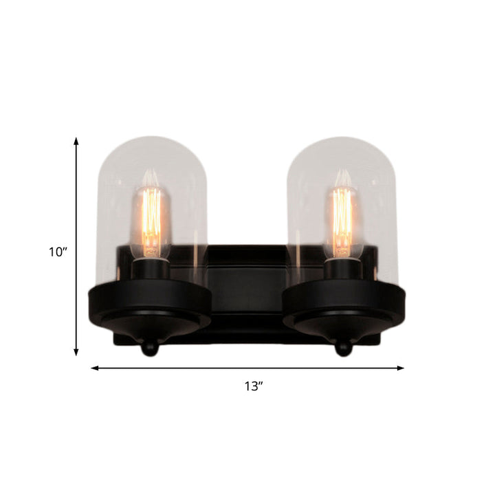 Lisslune | Capsule Wall Mounted Lighting 1/2 Light Bulb Industrial Black Clear Glass Lighting for Portico
