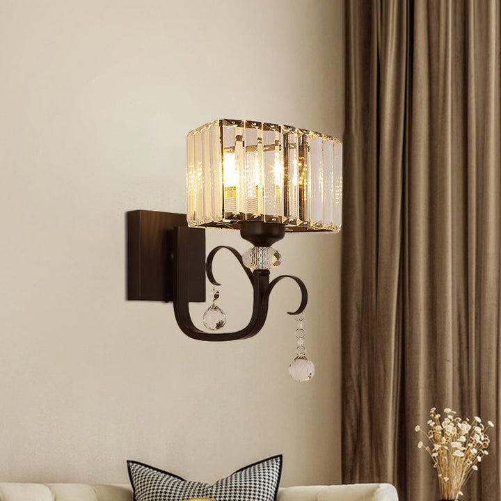 Lisslune | 1/2-Bulb Metal Wall Light contemporary black curved arm hallway wall-mounted lamp
