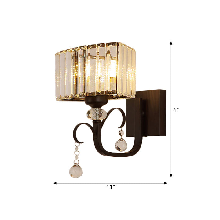 Lisslune | 1/2-Bulb Metal Wall Light contemporary black curved arm hallway wall-mounted lamp