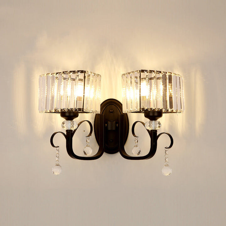 Lisslune | 1/2-Bulb Metal Wall Light contemporary black curved arm hallway wall-mounted lamp