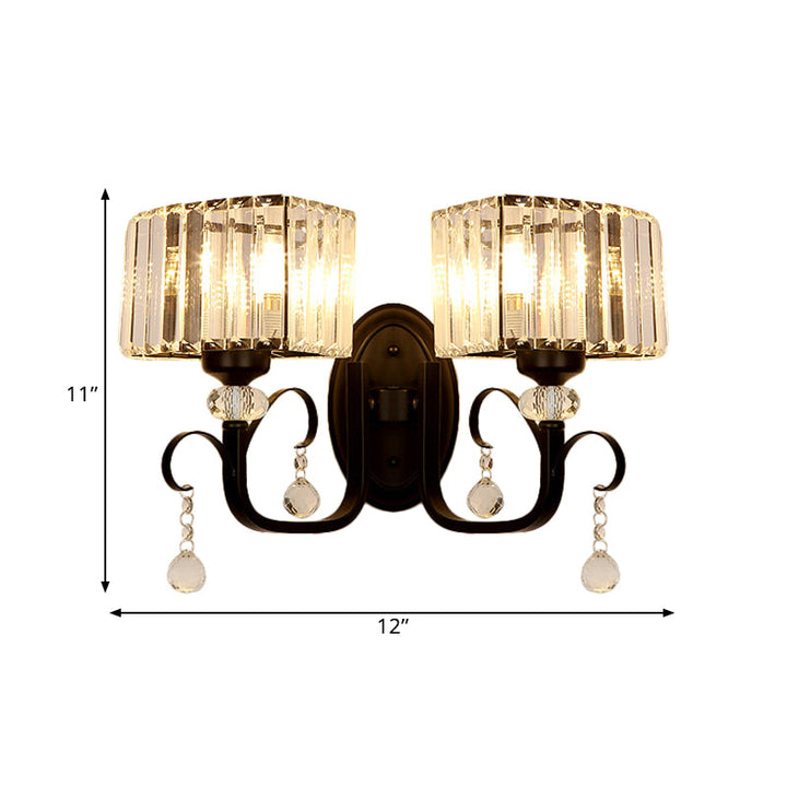 Lisslune | 1/2-Bulb Metal Wall Light contemporary black curved arm hallway wall-mounted lamp