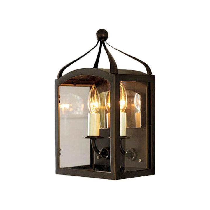 Lisslune | Old Brass Candle Wall Lamp with Metal Cage Shade 2 Lights Vintage Wall Light for Hallway
