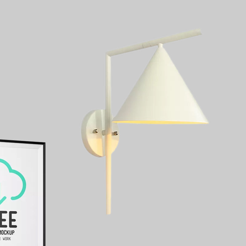 Lisslune | Cone Metal Wall Lighting Contemporary 1 Light Black/White/Gold Wall Lamp Over Table, 8" B