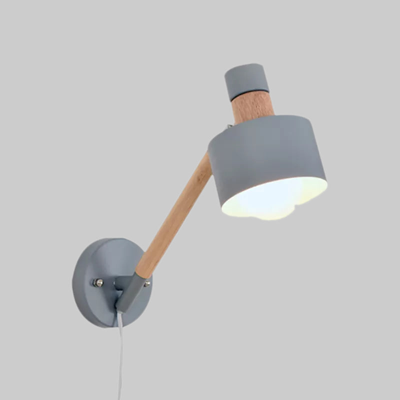 Lisslune | 5.5"/6"/7" W Armed Wall Sconce Minimalism Metal 1 Main Wall Mount Lighting in Gray for Living Room