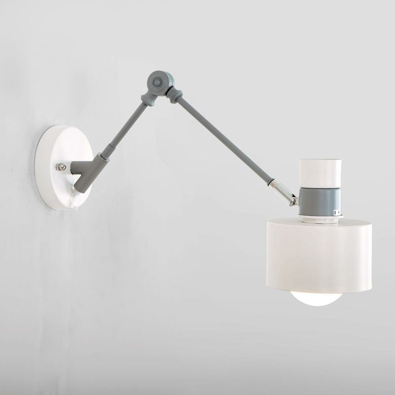 Lisslune | 5.5"/6"/7" W Armed Wall Sconce Minimalism Metal 1 Main Wall Mount Lighting in Gray for Living Room