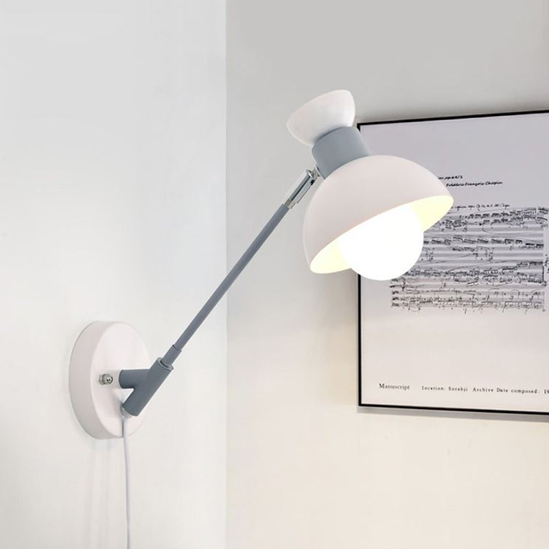 Lisslune | 5.5"/6"/7" W Armed Wall Sconce Minimalism Metal 1 Main Wall Mount Lighting in Gray for Living Room