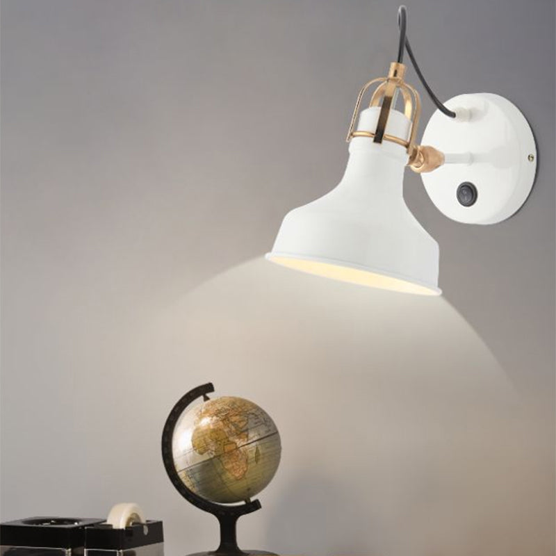 Lisslune | White Barn Wall Sconces Lighting Contemporary Metallic 1 Light Wall Mounted Fixture with Switch
