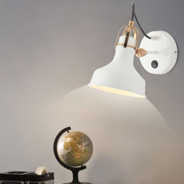 Lisslune | White Barn Wall Sconces Lighting Contemporary Metallic 1 Light Wall Mounted Fixture with Switch