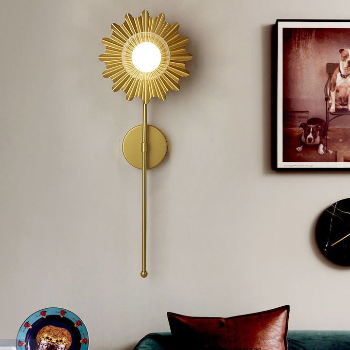 Lisslune | Brass Wall Light Torch 1 Light Metal and Clear Glass Mid-Century Modern Wall Light