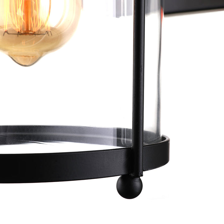 Lisslune | Cylinder clear glass wall-mounted lamp industrial single bulb living room wall sconce in black/white/rust with cage