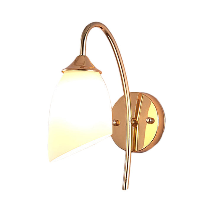 Lisslune | 1 Bulb Angle Shade Wall Mounted Light Fixture Modern Black/Gold Milk Glass Lighting for Bedroom