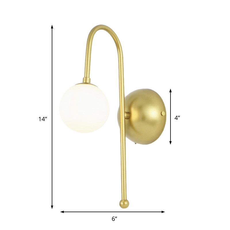 Lisslune | 1 Bulb Globe Wall Mounted Light Modern Gold Opal Glass Lighting for the Living Room
