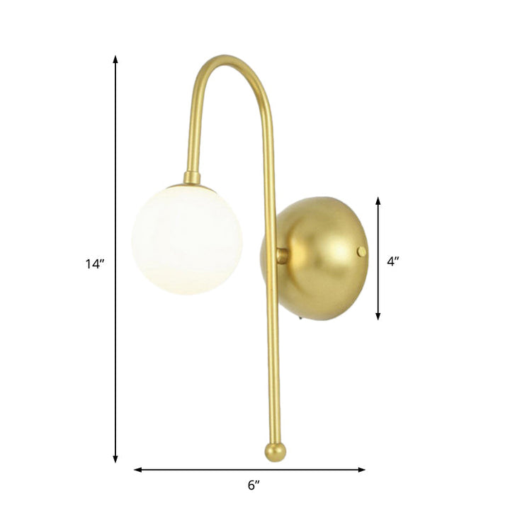 Lisslune | 1 Bulb Globe Wall Mounted Light Modern Gold Opal Glass Lighting for the Living Room