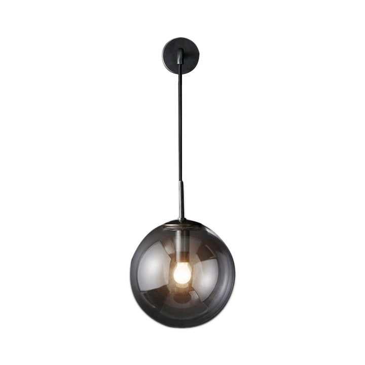 Lisslune | Modern Spherical Wall Lamp 1 Bulb Smoke Glass Wall Light in Black/Brass for the Living Room, 8"/10"