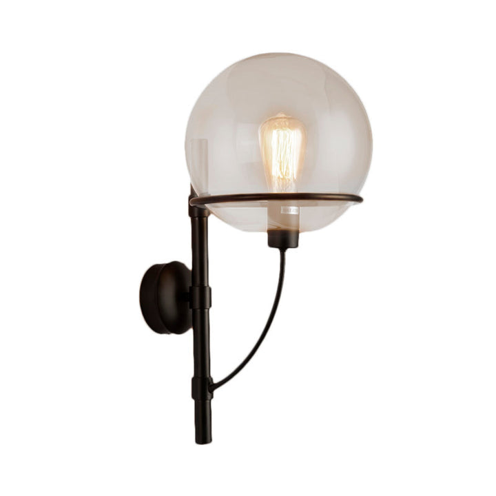 Lisslune | 1 Light Globe Wall Lamp Light Fixture Industrial Black Clear Glass Wall Lamp for Coffee Shop
