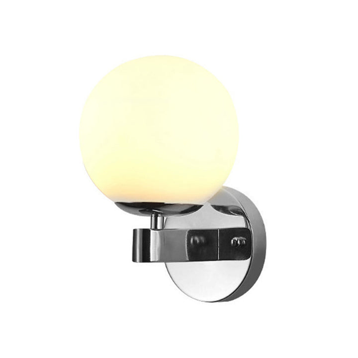 Lisslune | Chrome/Gold Round Wall Light Industrial Opal Glass 1 Light Bedroom Wall Lamp Fixture