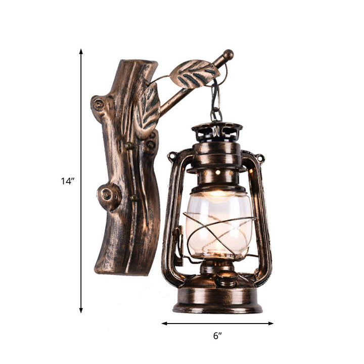 Skørter | Antique Bronze Kerosene Wall Lighting Industrial Clear Glass 1 Light Living Room Wall Lamp Fixture, 13"/14"/16"