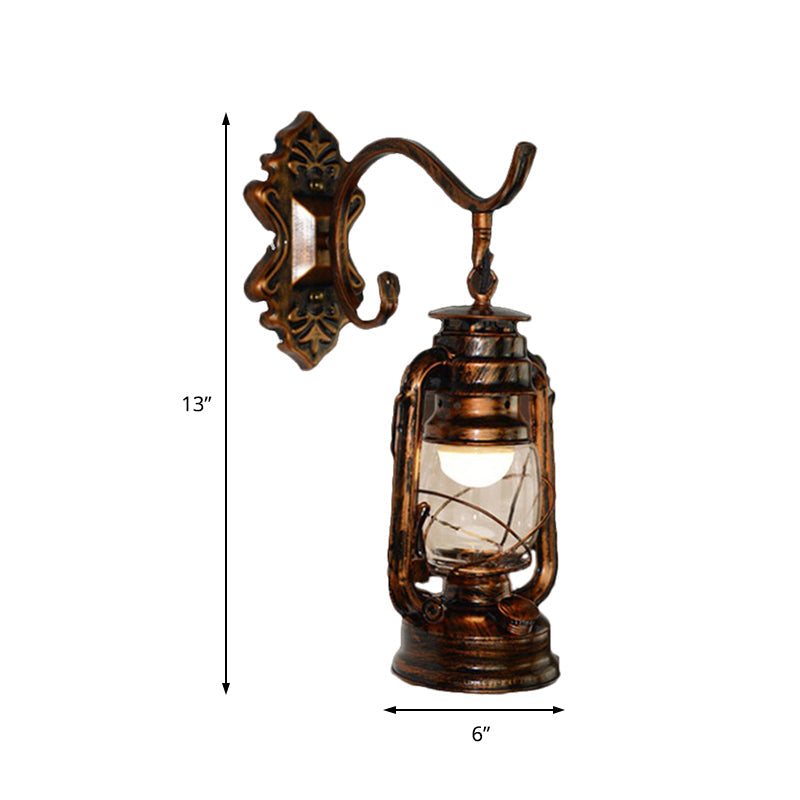 Skørter | Antique Bronze Kerosene Wall Lighting Industrial Clear Glass 1 Light Living Room Wall Lamp Fixture, 13"/14"/16"