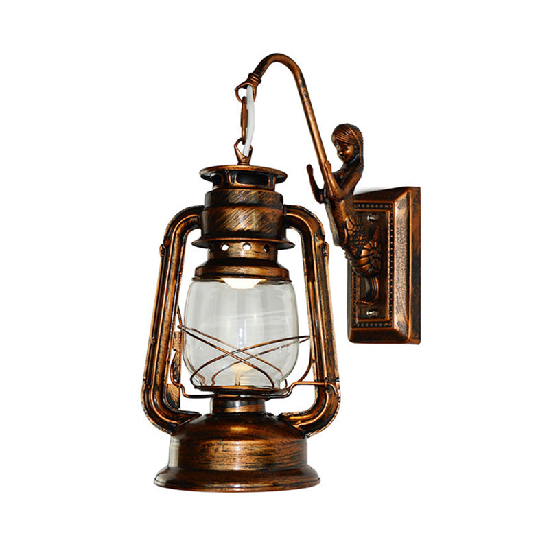 Skørter | Antique Bronze Kerosene Wall Lighting Industrial Clear Glass 1 Light Living Room Wall Lamp Fixture, 13"/14"/16"