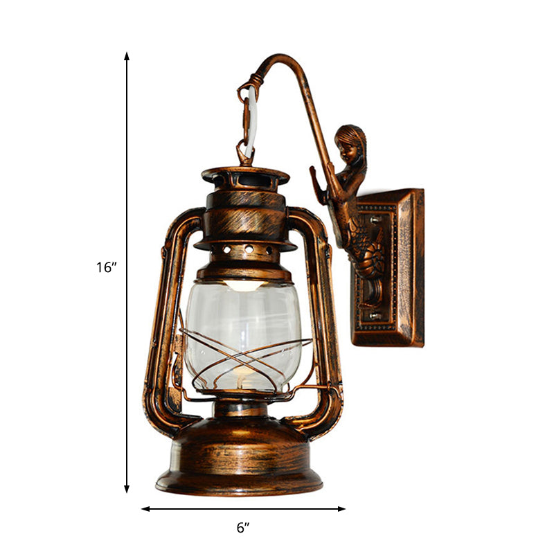 Skørter | Antique Bronze Kerosene Wall Lighting Industrial Clear Glass 1 Light Living Room Wall Lamp Fixture, 13"/14"/16"