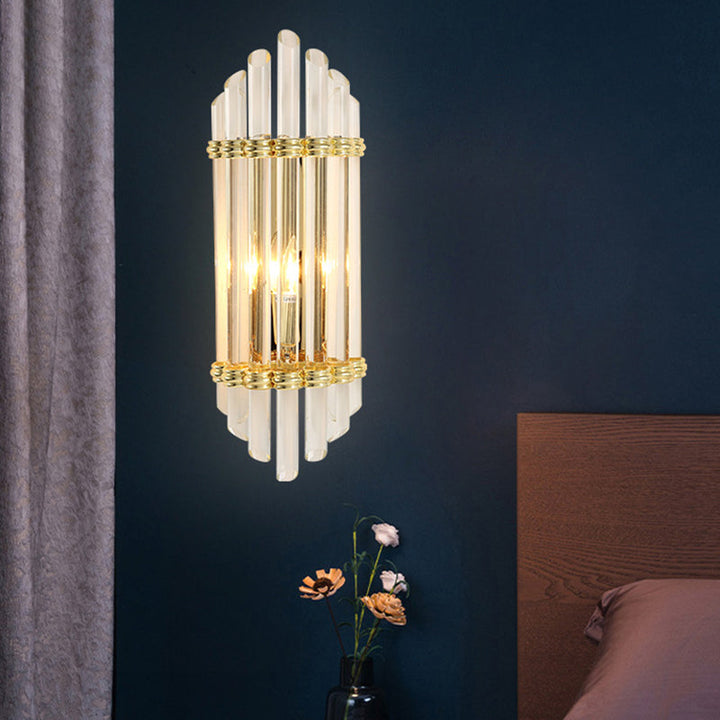 Lisslune | Arch-shaped Crystal Tube Wall Mounted Lighting Modernist 2-Light Gold Wall Sconce Fixture
