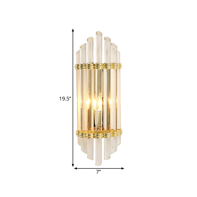 Lisslune | Arch-shaped Crystal Tube Wall Mounted Lighting Modernist 2-Light Gold Wall Sconce Fixture