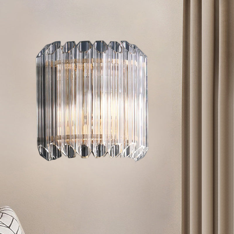 Lisslune | Half Drum Bedroom Wall Lighting Fixture Clear Crystal Tube 1 Light Simplicity Wall Lamp