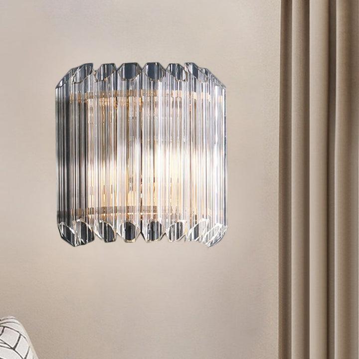Lisslune | Half Drum Bedroom Wall Lighting Fixture Clear Crystal Tube 1 Light Simplicity Wall Lamp