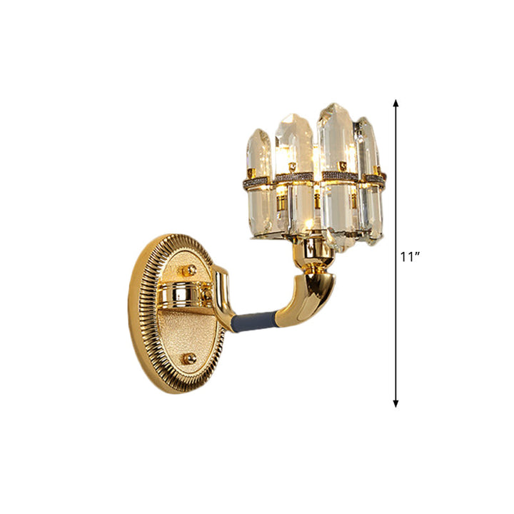 Lisslune | Post Modern Arch Wall Mount Lamp Crystal Panel 1/2-Bulb Nightstand Wall Lighting in Blue and Gold