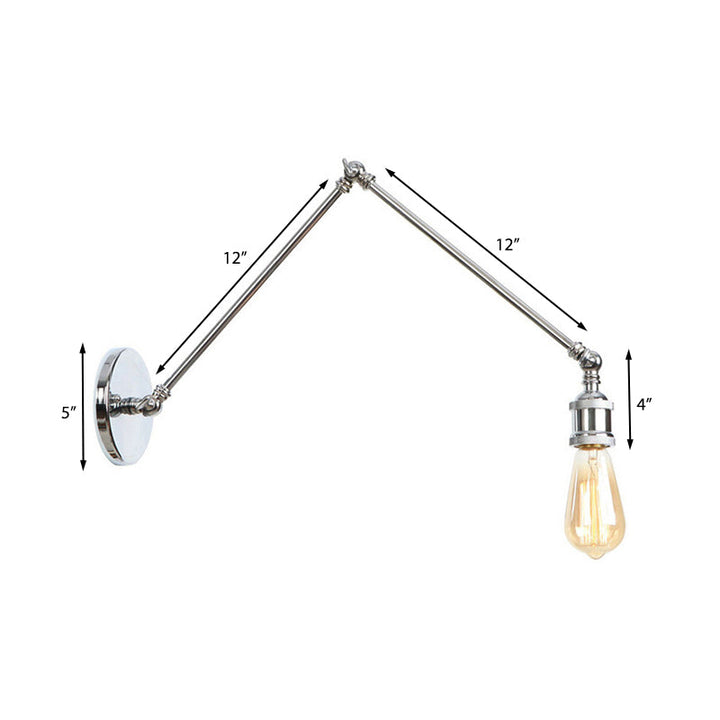 Skørter | 1 Light Swing Arm Wall Lamp Light Industrial Black/Brass Metal Wall Light Fixture for Bathroom