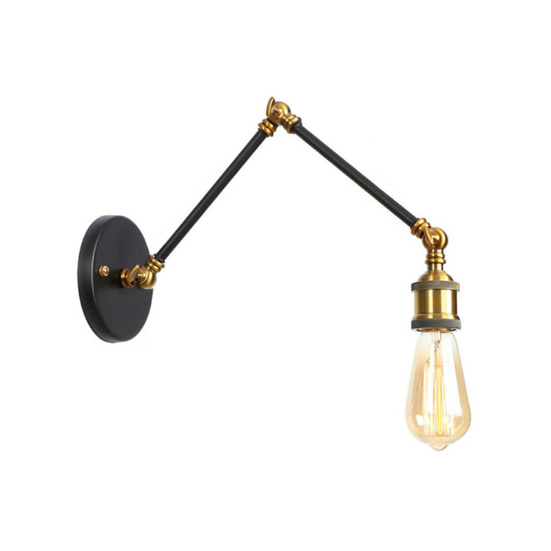 Skørter | 1 Light Swing Arm Wall Lamp Light Industrial Black/Brass Metal Wall Light Fixture for Bathroom