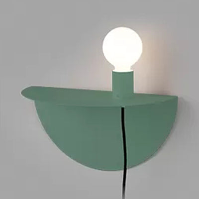 Skørter | Open Bulb Kids Bedroom Wall Light with Half Circle Metal 1 Light Nordic Style Wall Lamp